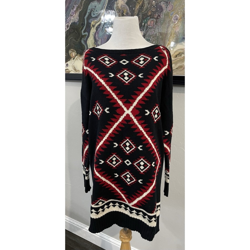 Lauren Ralph Lauren Petite Medium Long Tunic Sweater Southwest Aztec Geometric - Picture 3 of 16
